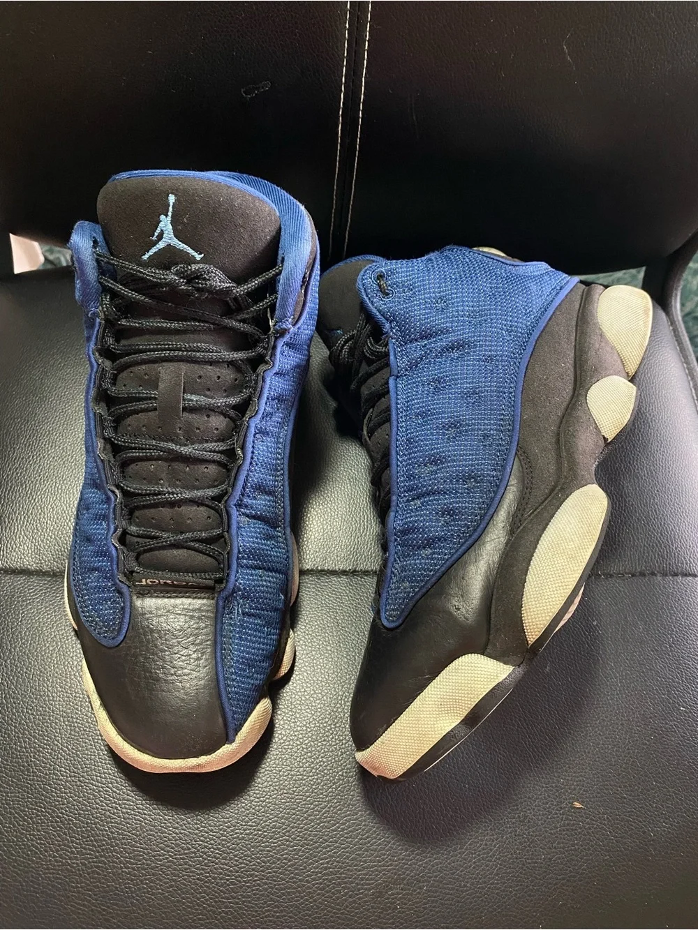 Air Jordan 13 Retro Brave Blue and Black Basketball Sneakers Size 8.5